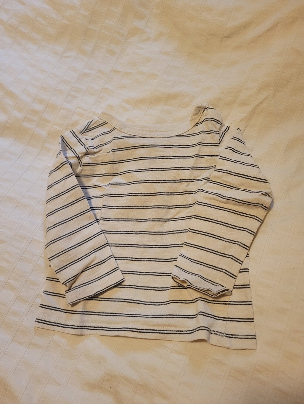 Little Co Organic Cotton Oeko Tex Striped Long Sleeve in White and Navy - 12m